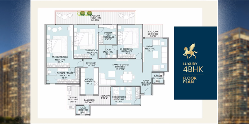 2 BHK Floor Plan in Zirakpur